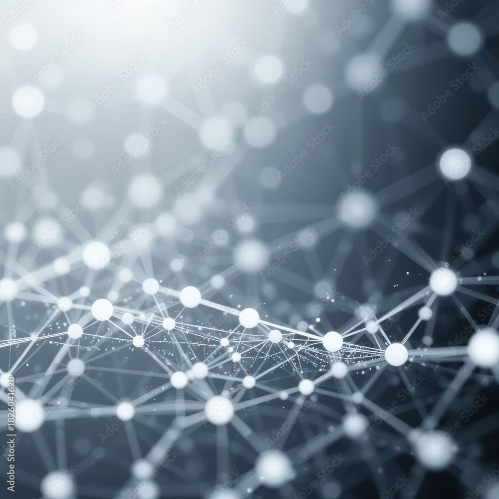 Obraz premium Abstract Digital Network with Connecting Dots and Lines Emphasizing Data Visualization and Technology