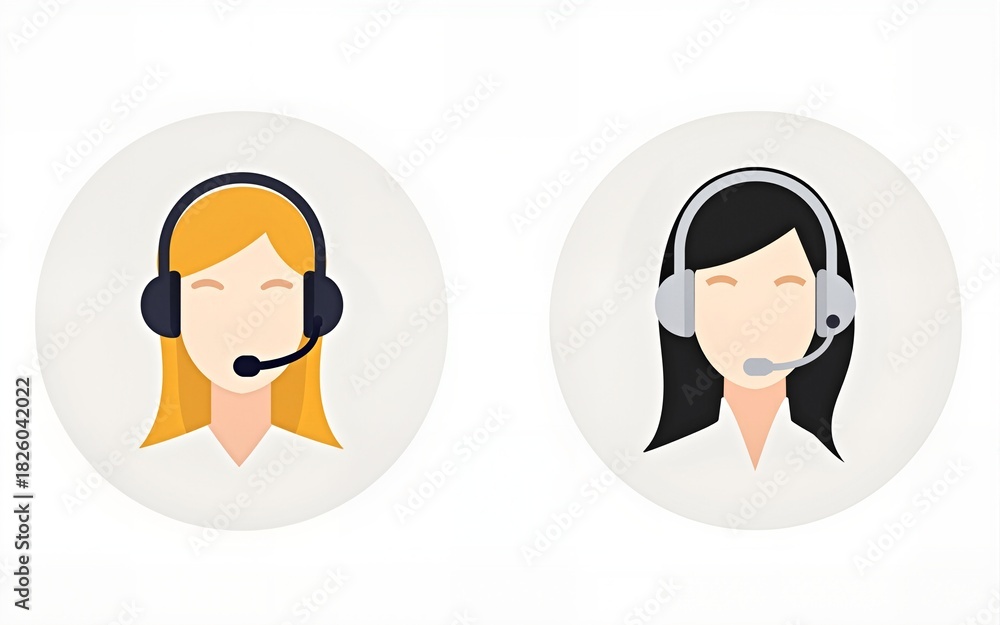 Fototapeta premium customer service headset icon in different style vector illustration. two colored and black customer service headset vector icons designed in filled, outline, line and stroke style can be used for