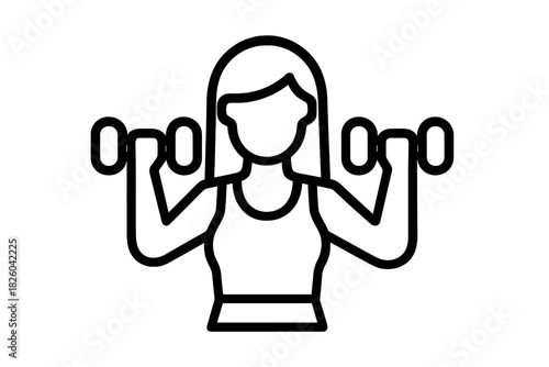 Woman performing strength training exercise holding dumbbells during a gym workout