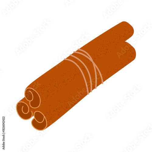 Cinnamon sticks tied with string. Isolated on a white background.