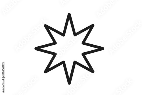 Clean minimalist eight pointed star burst outline symbol graphic element