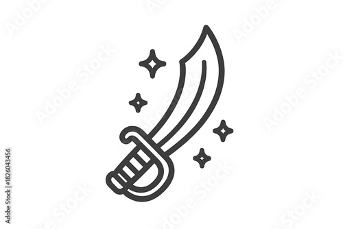 A detailed depiction of a shiny curved sword weapon often used by pirates and adventurers