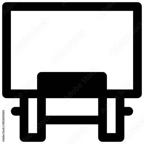 Drawing table. Outlined stroke vector icon with black-filled details.