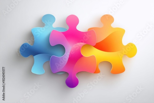 Colorful Puzzle Pieces Interlocked Teamwork Problem Solving Connection and on transparent background