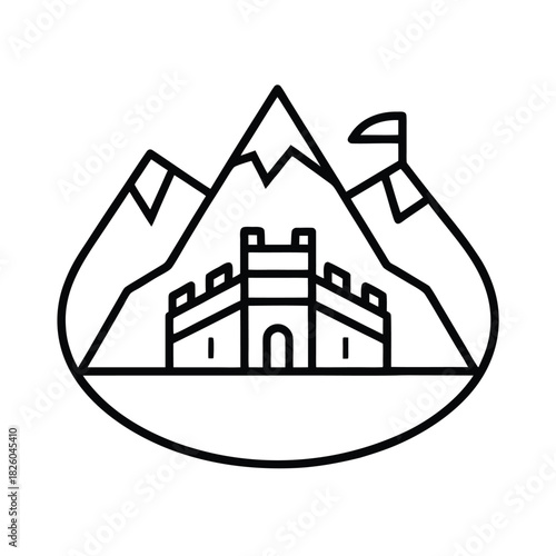 Mountain Fort Outline Icon