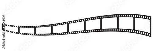 Film strip icon used for videography elements, cinema reel. Filmstrip with frames, photo and videos for camera. Old white and black film tapes of 35mm. Realistic film strip on white background. 