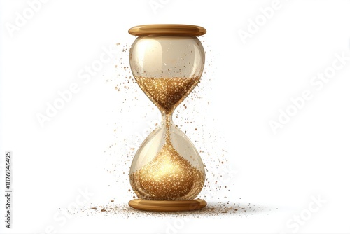 Hourglass Sands of Time Fleeting Moment Loss Concept Impermanence Golden on transparent background