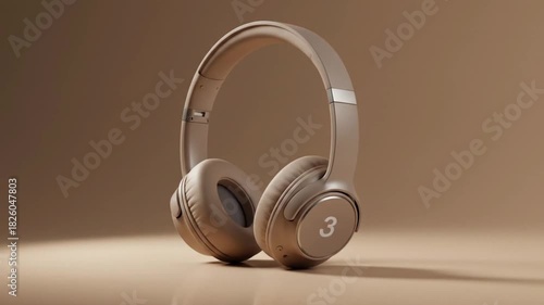 Wireless Headphones on Beige Background