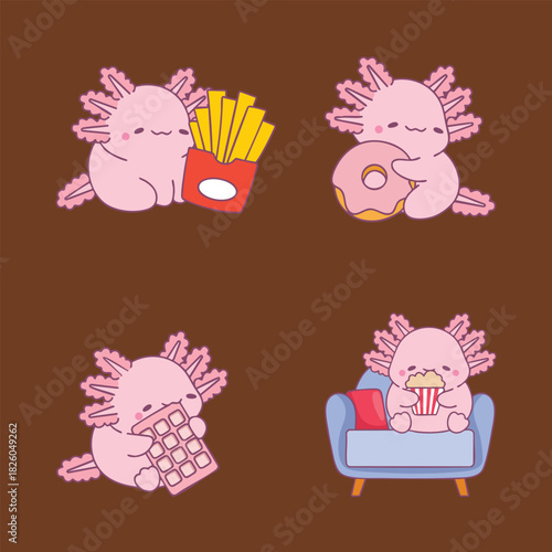 cute cartoon axolotl stickers 
