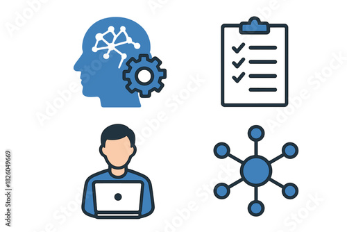 Conceptual set representing knowledge management, task completion, user development, and data connection