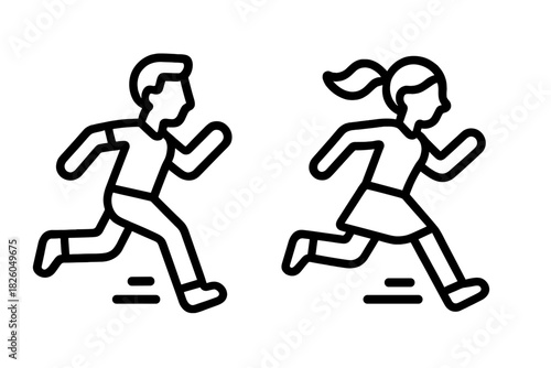 Male and female runners jogging together representing fitness and sport