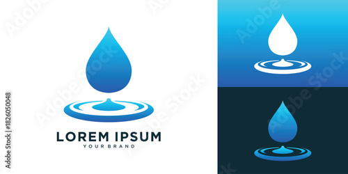 Blue water drop splash logo vector design