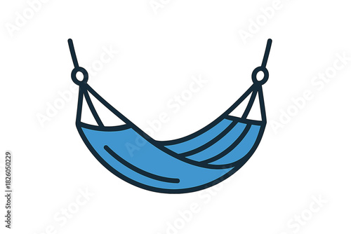 Blue hanging hammock symbolizing relaxation and summer vacation leisure activity