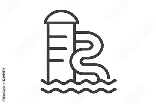 Water park slide tower structure for summer fun and aquatic recreation activities