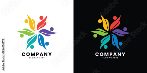 Colorful abstract people community logo design