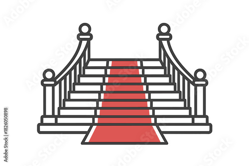 Elegant red carpet staircase symbolizing luxury success and celebrity events