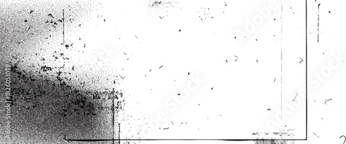 Film black and white old texture. Distressed retro photo effect. Old movie filter overlay frame. Grunge gritty texture with dust, scratches and faded stripes. Vector transparent retro decoration.