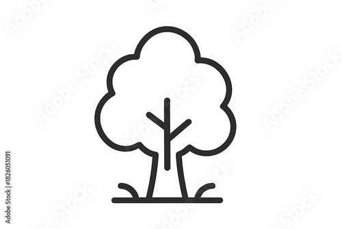 Stylized outline of a deciduous tree symbolizing nature, growth, and environment