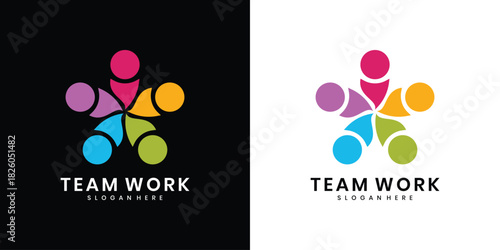 Colorful abstract teamwork people logo design