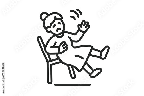 Senior person falling from a chair due to loss of balance or sudden dizziness