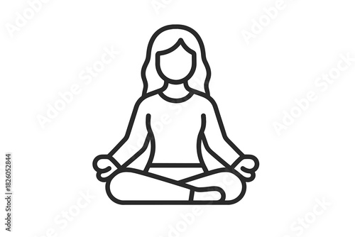 Woman sitting in yoga lotus position meditating for mindfulness and relaxation
