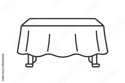 Dining table covered with a long tablecloth for events, catering, or home decor