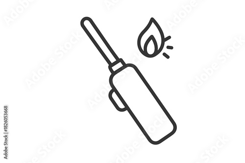 Long utility lighter with a small flame for lighting candles or gas stoves
