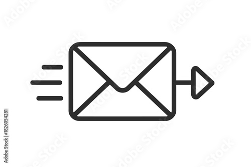 Flying envelope symbol for rapid email delivery and message transmission