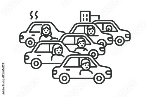 Urban traffic congestion during rush hour showing drivers stuck in their cars