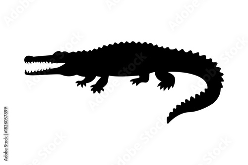 Crocodile icon, Silhouette icon of Crocodile, Flat style vector illustration design