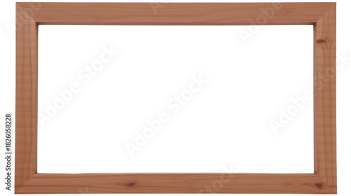 A natural wood frame with clean lines and a warm tone creates a simple, elegant border.
