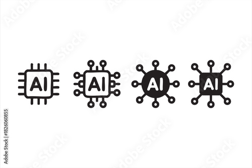 AI chip and processor icons for tech dashboards web UI and digital platforms