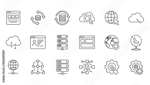 Collection of Cloud Computing and Network Infrastructure Icons