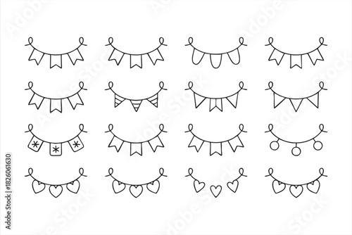 Party banner and bunting elements for event marketing app assets and festive layouts