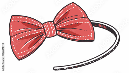 Charming coral bow headband accent for delightful girls fashion, vector design for kids, adding a playful touch to any outfit, perfect for celebrations