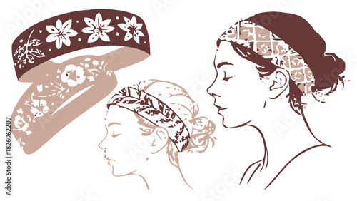 Charming boho headbands with stylish patterns for a chic, effortless look, perfect for fashion blogs, lifestyle brands, and natural beauty campaigns