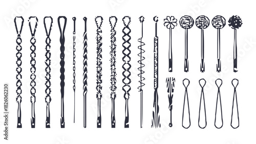 Elegant vector collection of vintage hair pins and accessories, perfect for beauty salons, hairstylists, and vintage fashion designs. Add a retro touch!