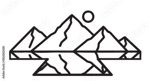 Minimalist Mountain Range Outline Illustration for Nature and Adventure Designs