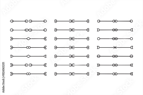Decorative border line set simple graphic separators for page design