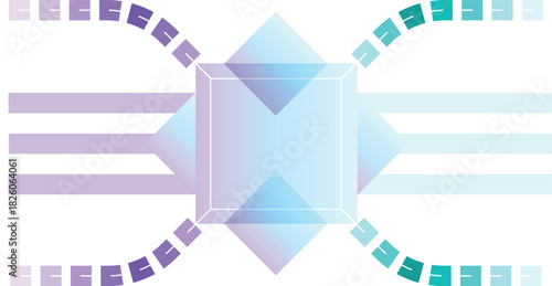 Web3 API Flowchart. Gradient Tech Diagram, Abstract Data Stream, Blockchain Integration Path, Futuristic Process Map, Smart Contract Connection. Digital Infographic. Minimal Crypto Technology Network