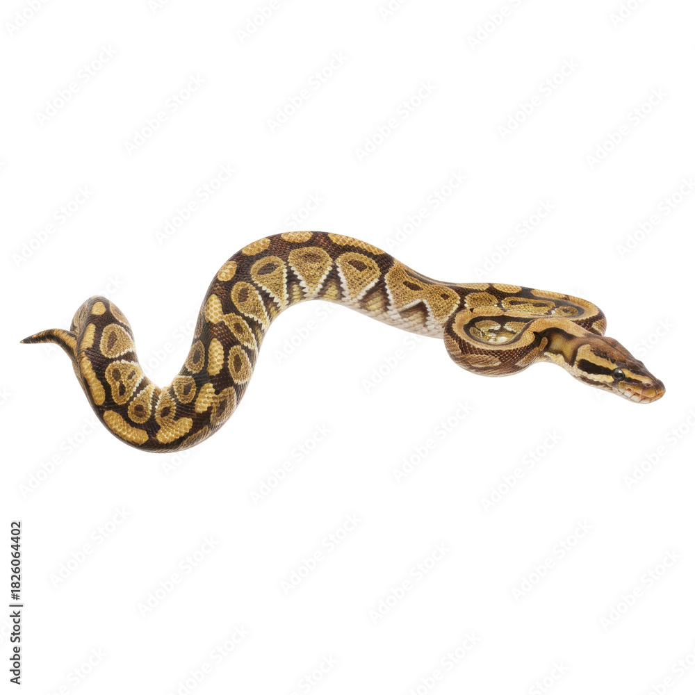 Fototapeta premium Captivating Python Reptile with Intricate Scale Patterns on a Stark Black Background