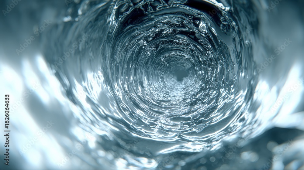 Fototapeta premium Swirling water vortex abstract background representing fluidity, motion, and the power of nature's elements