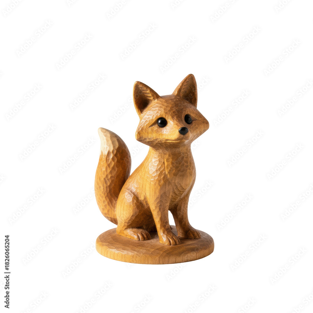 Naklejka premium Charming wooden fox figurine a symbol of nature and woodland creatures
