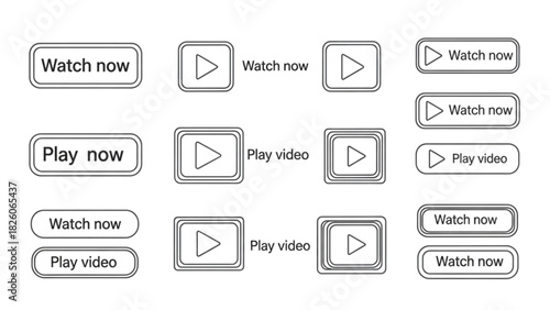 Collection of 'Watch Now' and 'Play Video' Buttons User Interface Elements