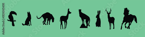 Animal silhouette icons set  solid, filled, wildlife and nature symbols. animals icon silhouette vector set vector illustration.