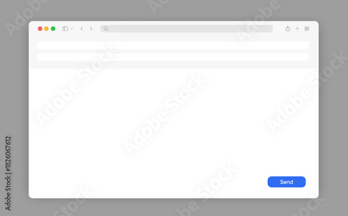 Web browser, internet browser search engine. Mail sending send. Search bar for ui ux design and web site. Search address and navigation bar icon. Collection of search form templates for websites
