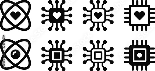 themes, orbit, relationship, contains, processor, technology, board, with, symbol, synergy, artificial, research, design, center, category:, white, nucleus, microchip, technology., vector, illustratio