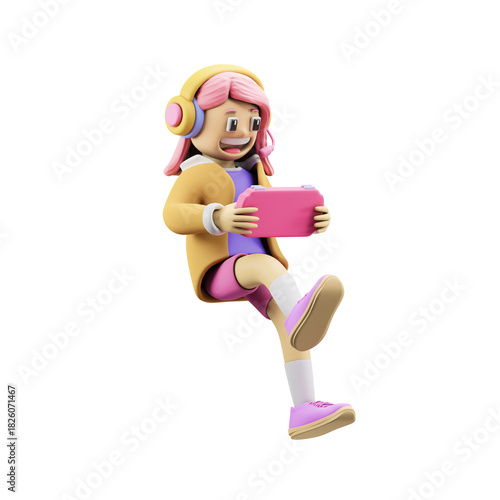 gamer girl 3d illustration