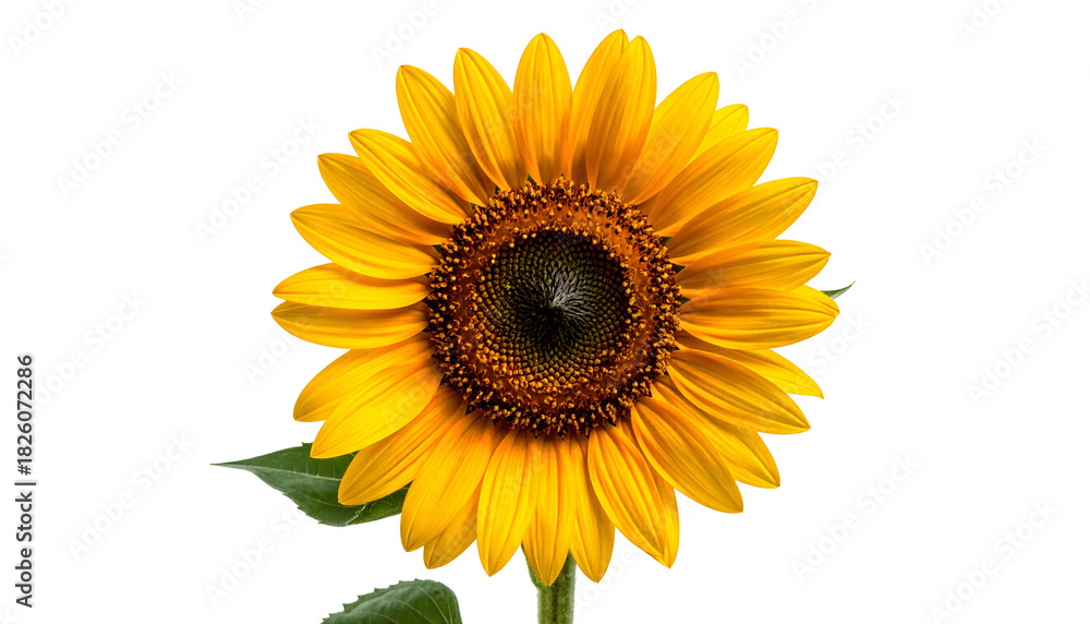 Fototapeta premium Vivid isolated sunflower on black, showcasing detailed petals and seed head
