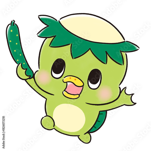 きゅうりを持つかわいいカッパ